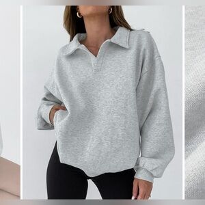 Commense Minimalist Plain Polo Sweatshirt 🩶